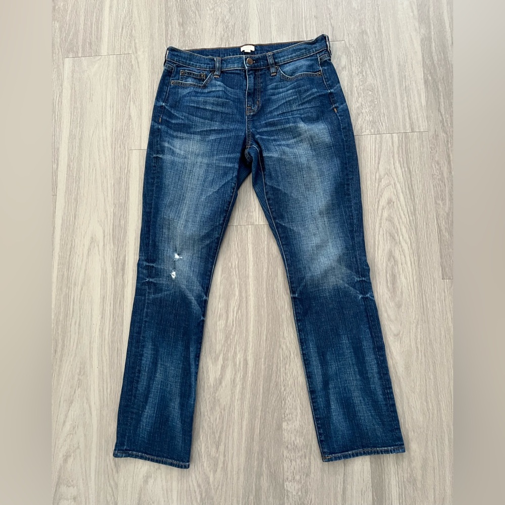 J.Crew Stretch Straight Leg Jeans Size 28 Dark Wash Mid Rise